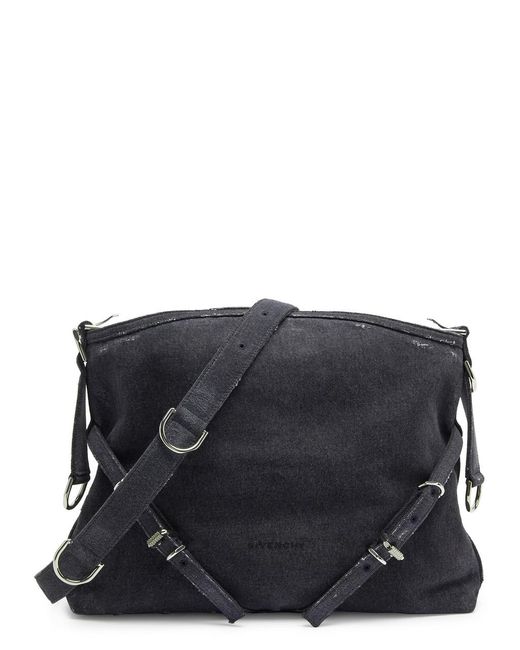 Givenchy Black Voyou Medium Denim Shoulder Bag