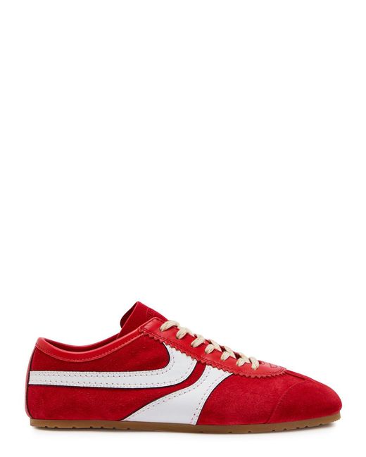 Dries Van Noten Red Dustin Panelled Suede Sneakers