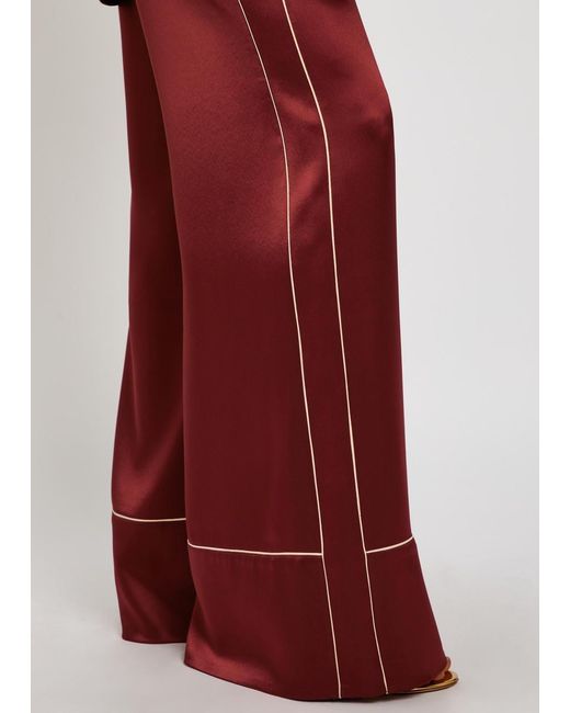 Roksanda Red Nael Wide-Leg Satin Trousers
