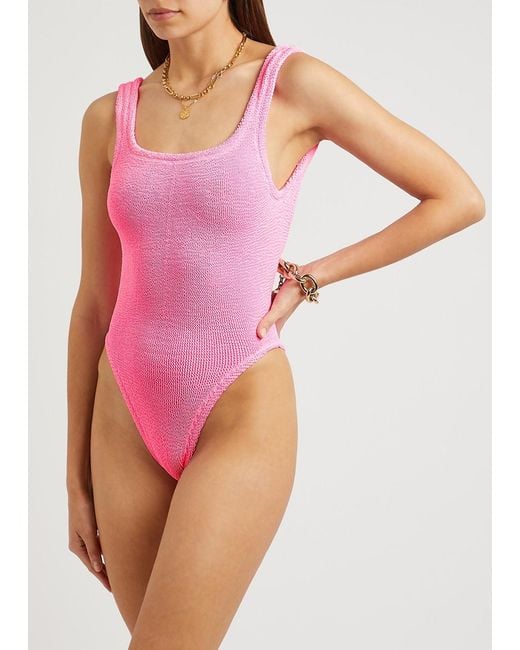 Hunza G Pink Seersucker Swimsuit