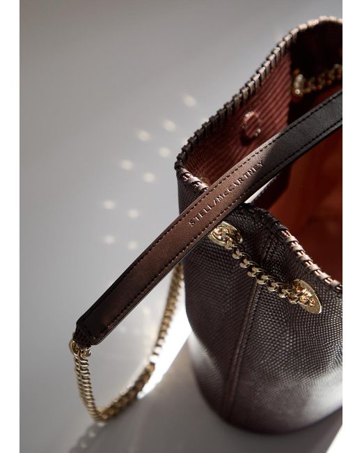 Stella McCartney Brown Falabella Python-Effect Faux Leather Bucket Bag