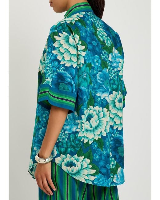 ALÉMAIS Blue Margo Floral-Print Cotton Shirt