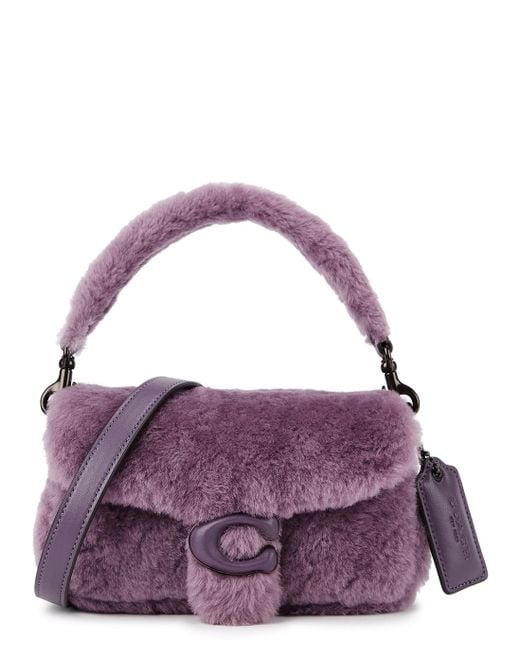 COACH Purple Pillow Tabby 18 Shearling Cross-body Bag