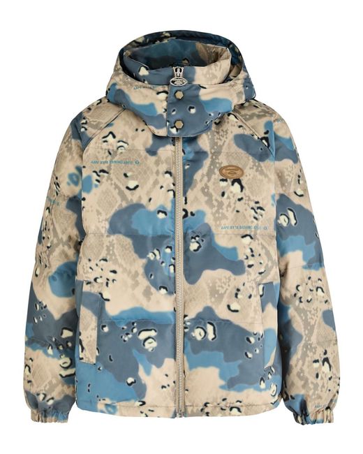 Aape Blue Camouflage-Print Quilted Shell Jacket for men