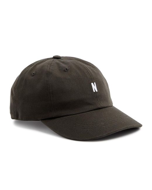 Norse Projects Black Sports Logo Cotton-twill Cap for men