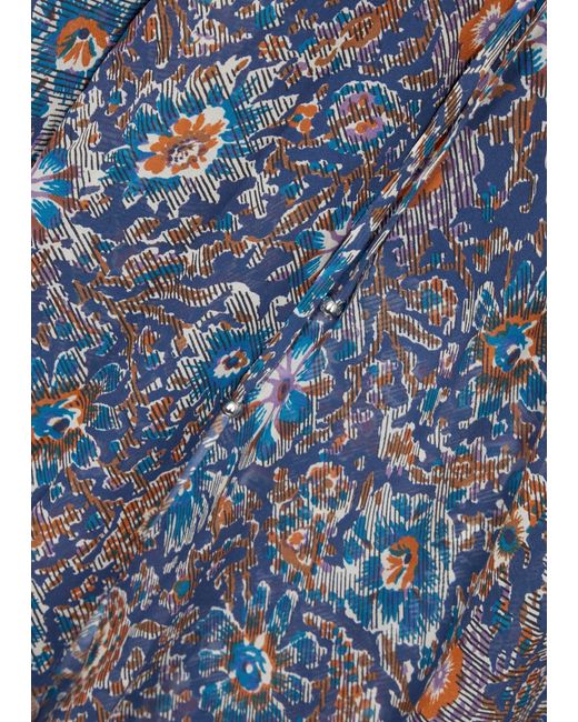 Veronica Beard Blue Dovima Floral-print Silk Maxi Dress