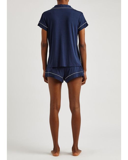 Eberjey Blue Gisele Stretch-Jersey Pyjama Set
