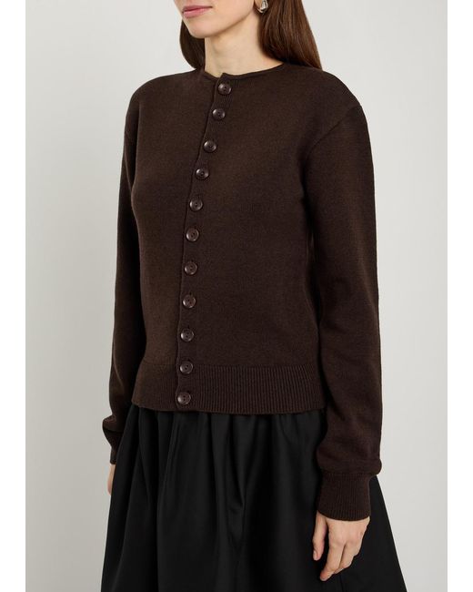 Lemaire Brown Reversible Buttoned Wool And Cashmere-Blend Jumper