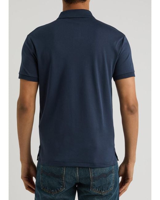 Polo Ralph Lauren Blue Slim Pima Cotton Polo Shirt, Shirt, Split Sides for men