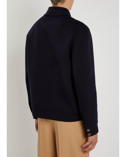 Valentino Garavani Blue Wool And Cashmere-Blend Bomber Jacket for men