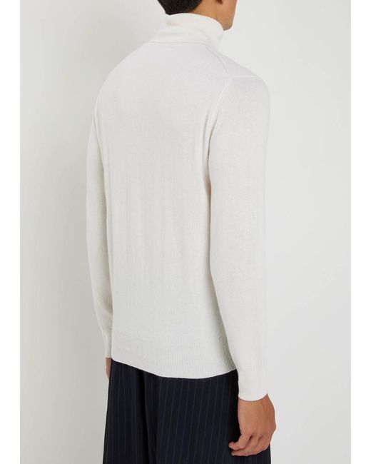 Allude White Roll-Neck Cashmere Top for men