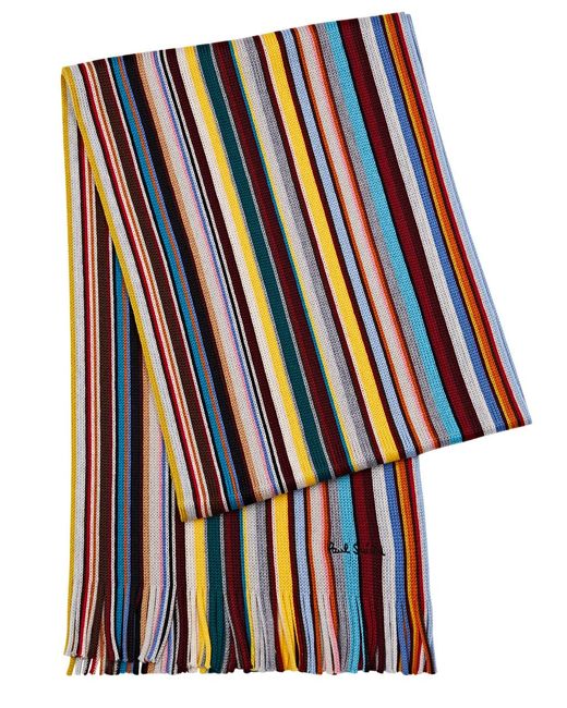 Paul Smith Multicolor Striped Wool Scarf for men