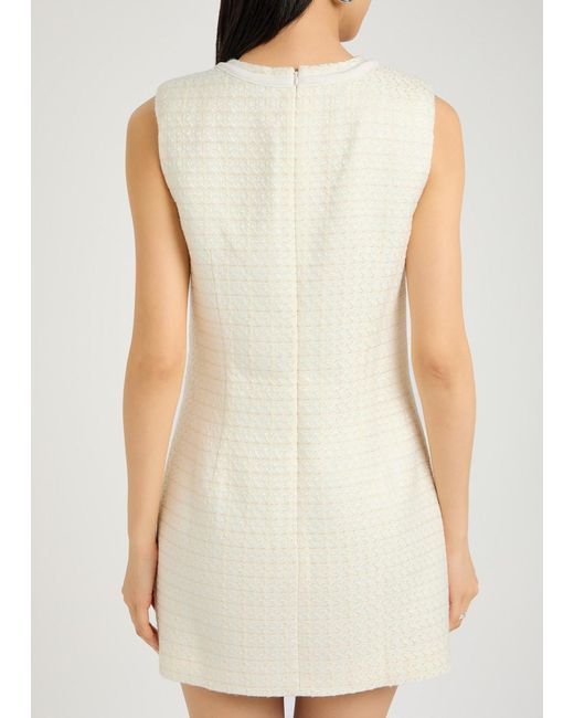 Self-Portrait White Bow-Embellished Bouclé Mini Dress