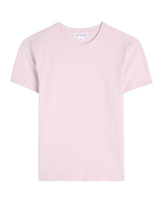 GOOD AMERICAN Pink Super Stretch Baby Stretch-Cotton T-Shirt