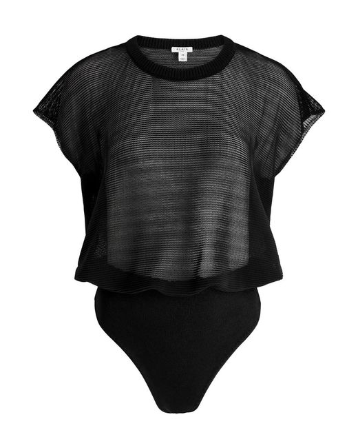 Alaïa Black Ribbed Sheer Cotton-Blend Bodysuit