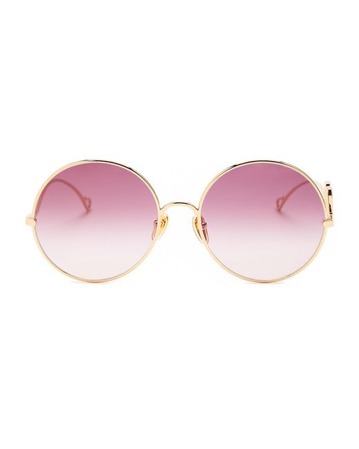 Chloé Pink Logo Round-Frame Sunglasses