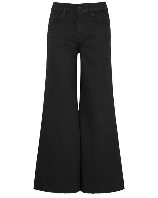 FRAME Black Le Palazzo Crop Flared-leg Jeans