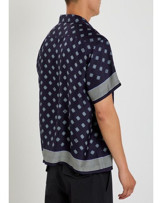 Bode Blue Foyer Printed Silk Shirt for men