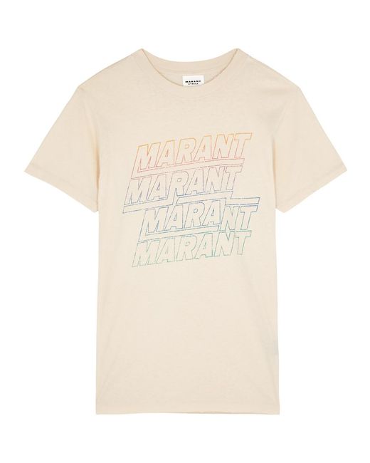 Isabel Marant Natural Zoeline Logo-Print Cotton T-Shirt