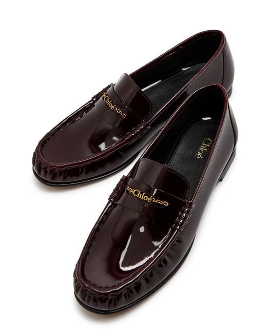 Chloé Brown Chloé Patent Leather Loafers