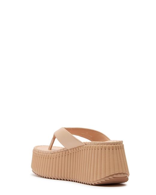 Chloé Natural Nama 80 Thong Leather Wedge Sandals