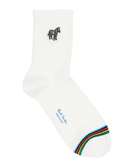 Paul Smith White Logo Cotton-blend Socks for men