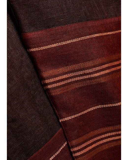 Tory Burch Brown Stripe-Trimmed Semi-Sheer Linen Trousers