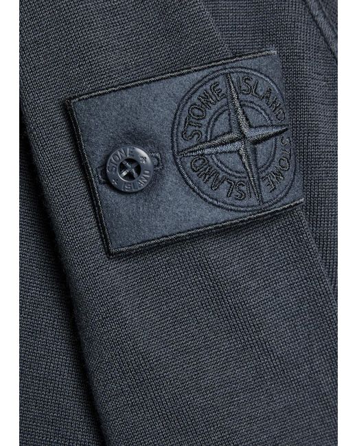 Stone Island Blue Logo Wool Polo Shirt for men