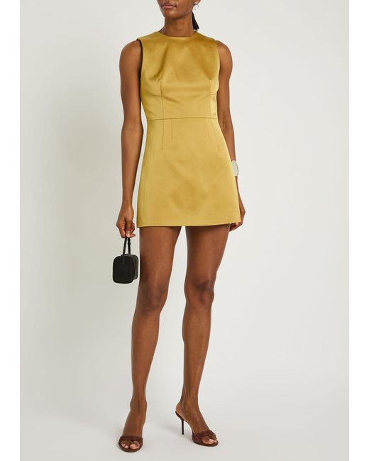 Staud Yellow Garden Satin Mini Dress