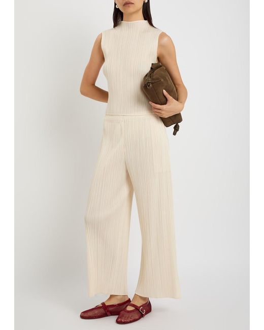 Pleats Please Issey Miyake Natural Pleated Woven Top