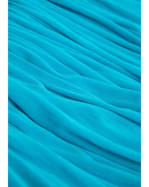 Ronny Kobo Blue Chelly Gathered Asymmetric Tissue Jersey Cropped Top