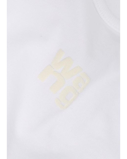 T By Alexander Wang White Logo-Appliquéd Cotton T-Shirt