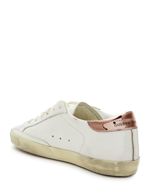 Golden Goose Deluxe Brand White En Goose Super-star Distressed Leather Sneakers