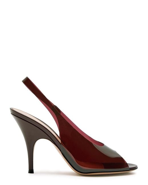 Gianvito Rossi Brown Peep-Toe Pvc And Leather Slingback Sandals