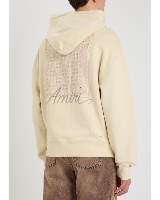 Amiri Natural Ma Quad Checkerboard Logo-Embroidered Hooded Cotton Sweatshirt for men