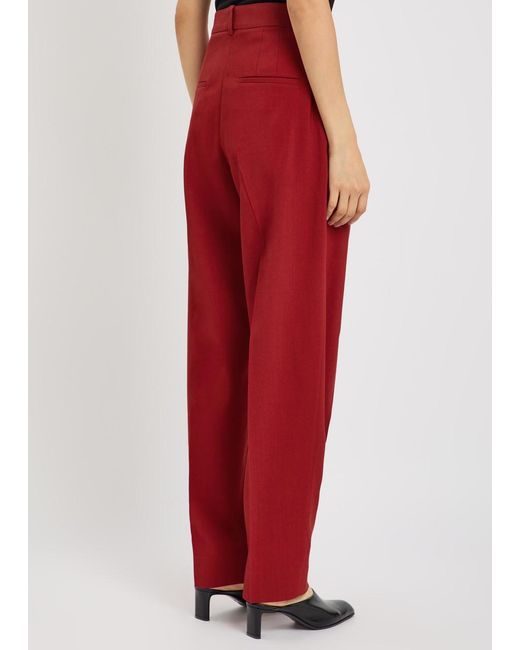 Rohe Red Daria Pleated Wool Trousers