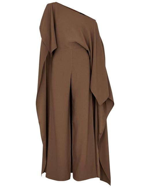 ‎Taller Marmo Brown Jerry Cape-effect Jumpsuit