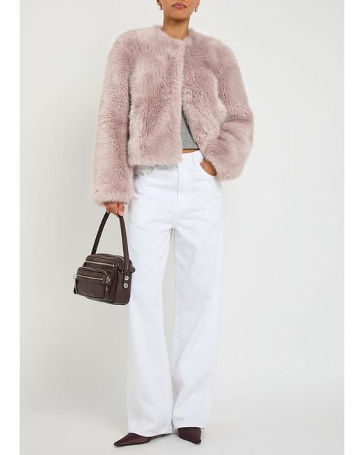 Stand Studio Pink Halle Faux Fur Jacket