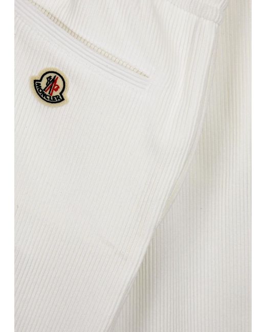 Moncler White Logo Corduroy Sweatpants