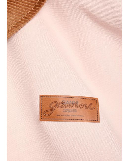 Ganni Pink Corduroy-Collar Twill Jacket