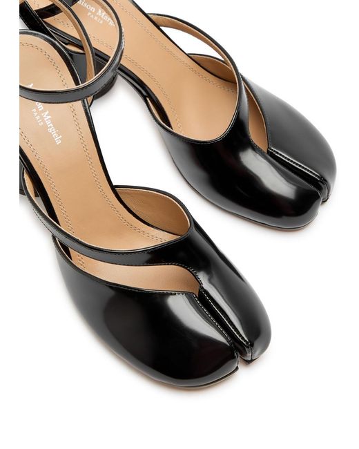 Maison Margiela Black Tabi 80 Patent Leather Sandals