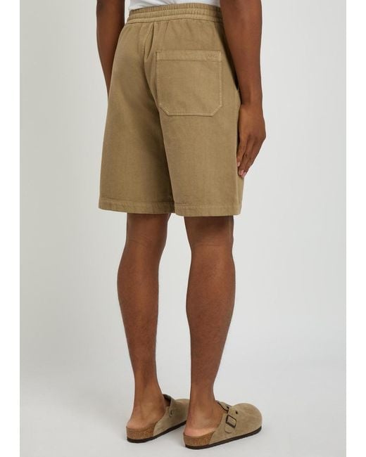 A.P.C. Natural Logo-Embroidered Cotton-Twill Shorts for men