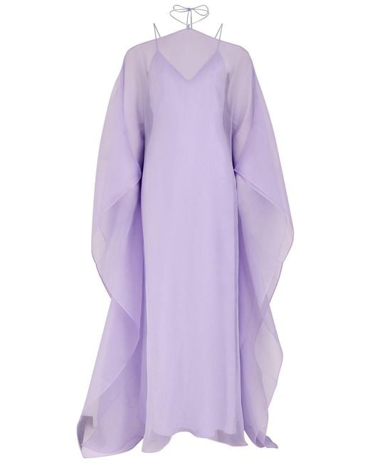 ‎Taller Marmo Purple Sza Sza Kaftan Spirito Chiffon And Tulle Maxi Kaftan Dress