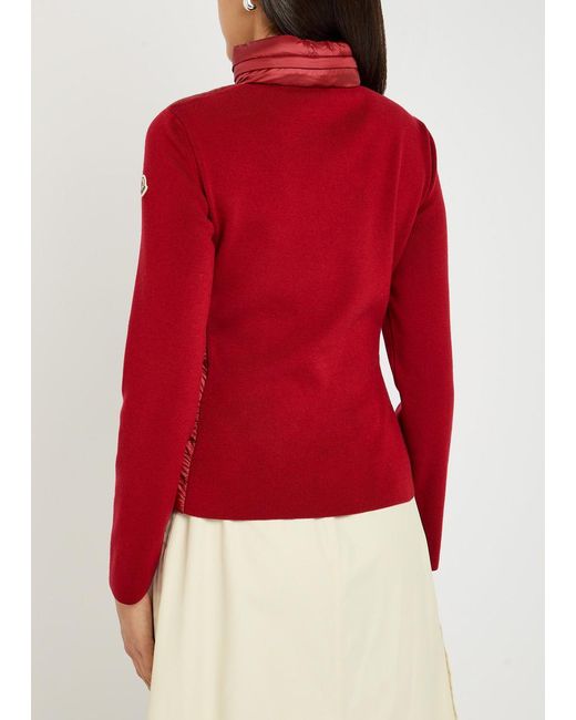 Moncler Red Quilted Wool-Blend Jacket