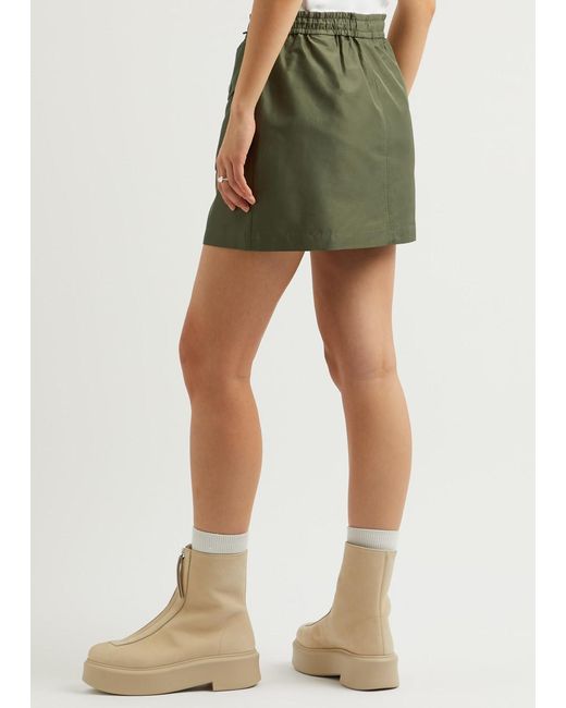 Moncler Green Taffeta Mini Cargo Skirt