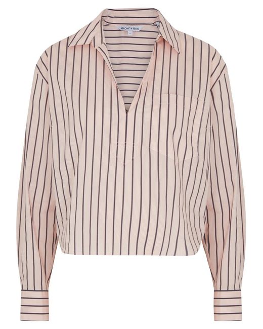 Veronica Beard Pink Khai Striped Cotton-poplin Shirt