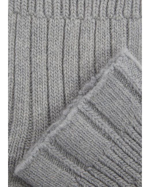 Falke Gray Bedsock Rib Wool-Blend Socks