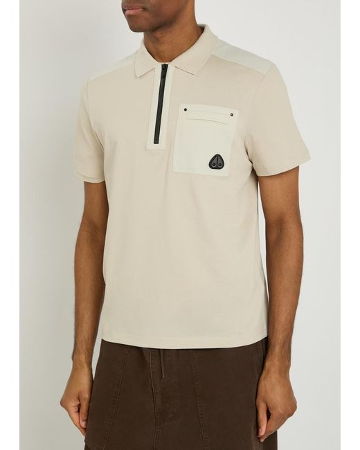 Moose Knuckles Natural Dalon Panelled Piqué Cotton Polo Shirt for men