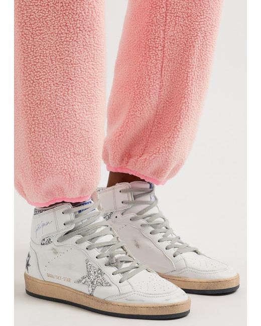 Golden Goose Deluxe Brand White Sky Star Distressed Leather Hi-top Sneakers