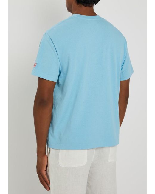 CHERRY LA Blue 5 Star Logo-Embroidered Cotton T-Shirt for men